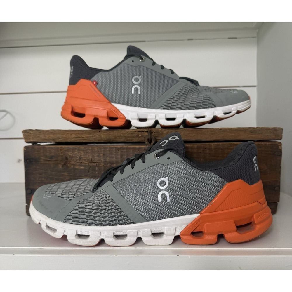 On Cloud Cloudflyer Running Shoes Men's 11 Gray Turmeric Orange Gym Sneakers